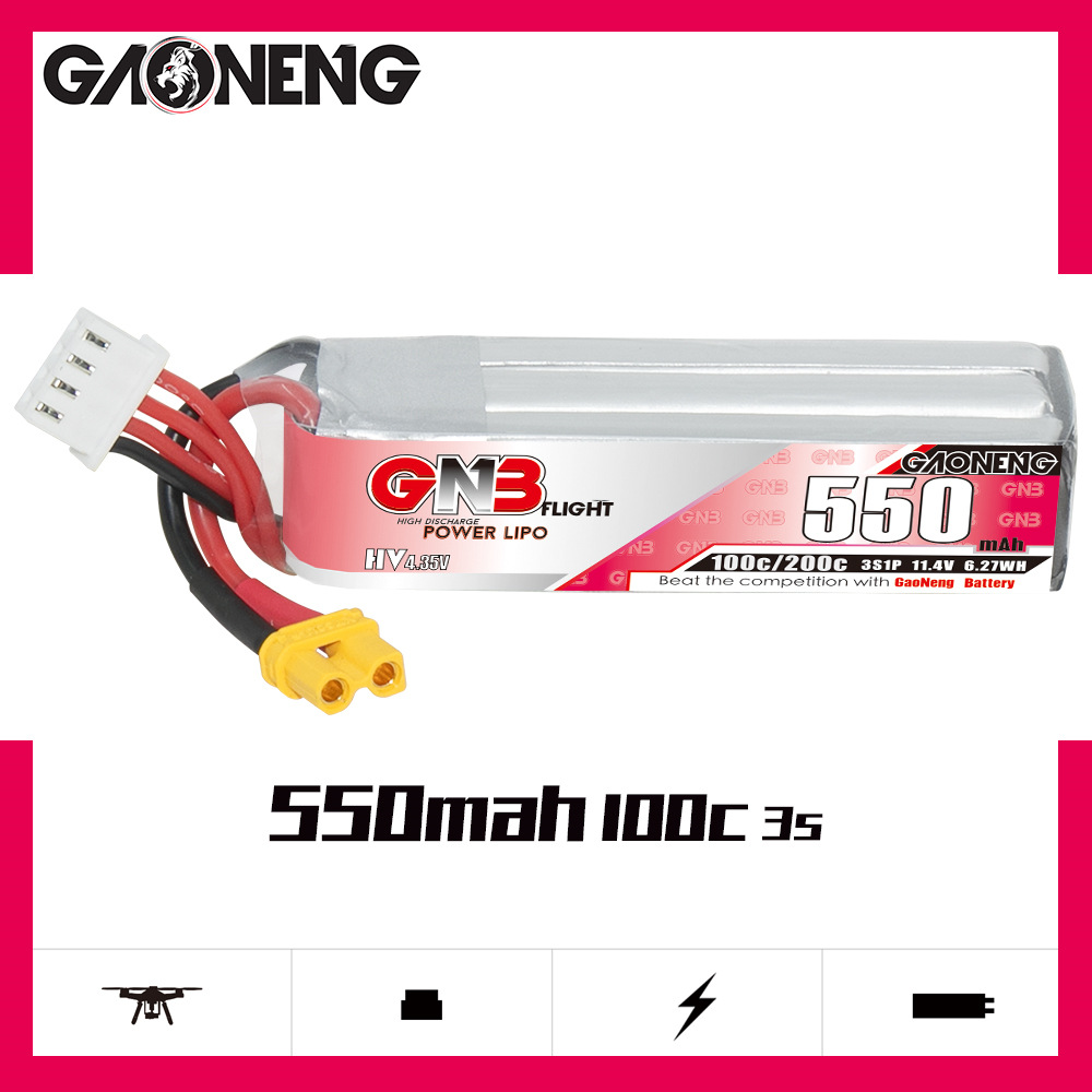 GNB HV 11.4V 550mAh 100C/200C  - Drone Battery 3S recension och pris