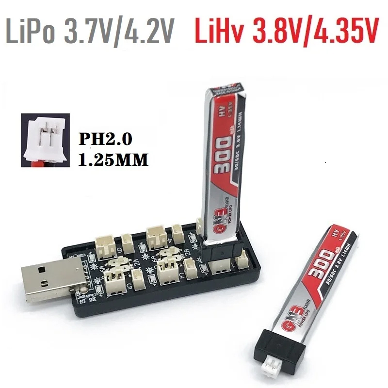 6CH USB 1S LiPo/LiHv 3.7V/4.2V - Drone Battery Connector recension och pris