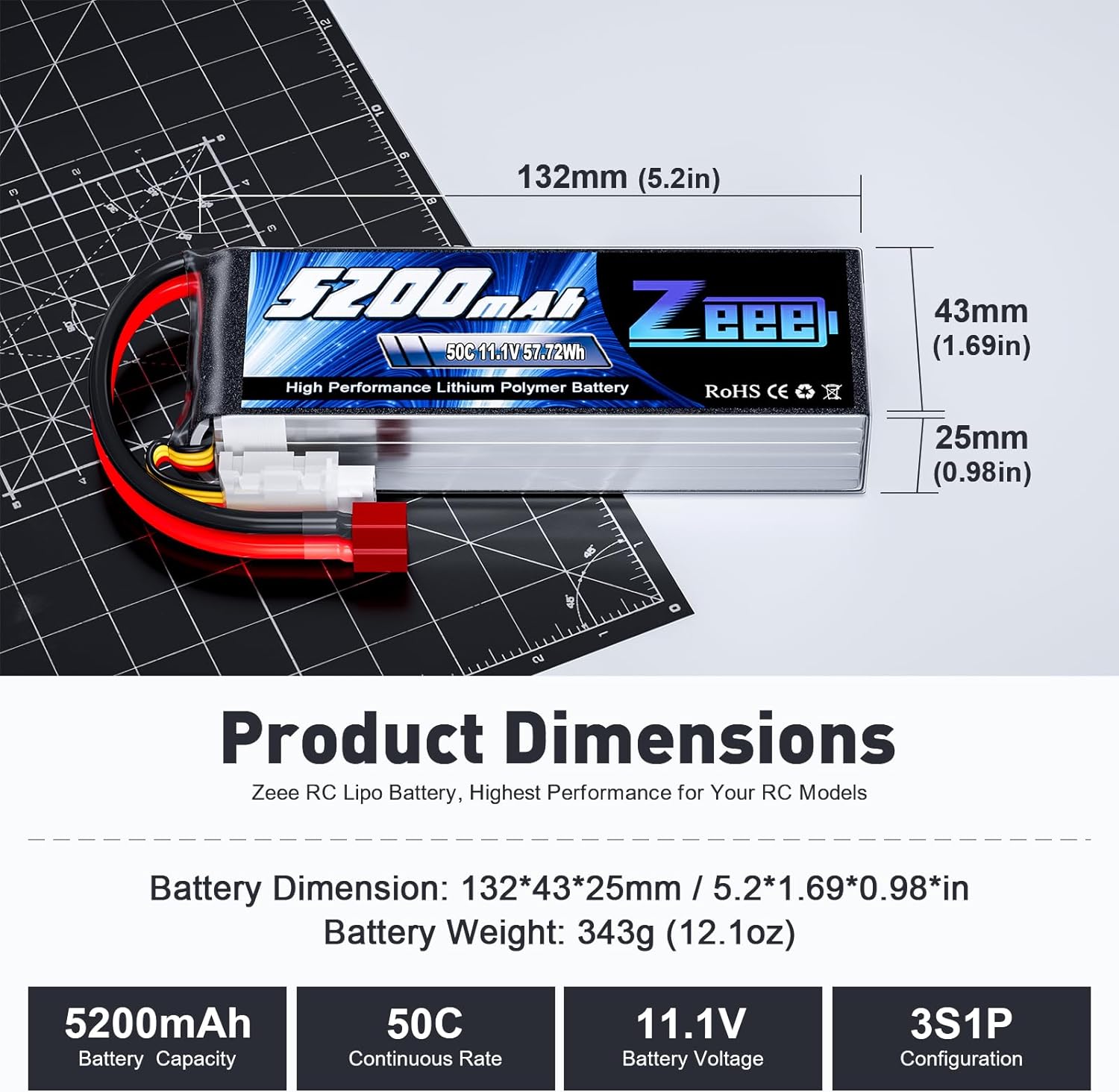 1/2units Zeee 11.1V 50C 5200mA - Drone Battery 3S recension och pris
